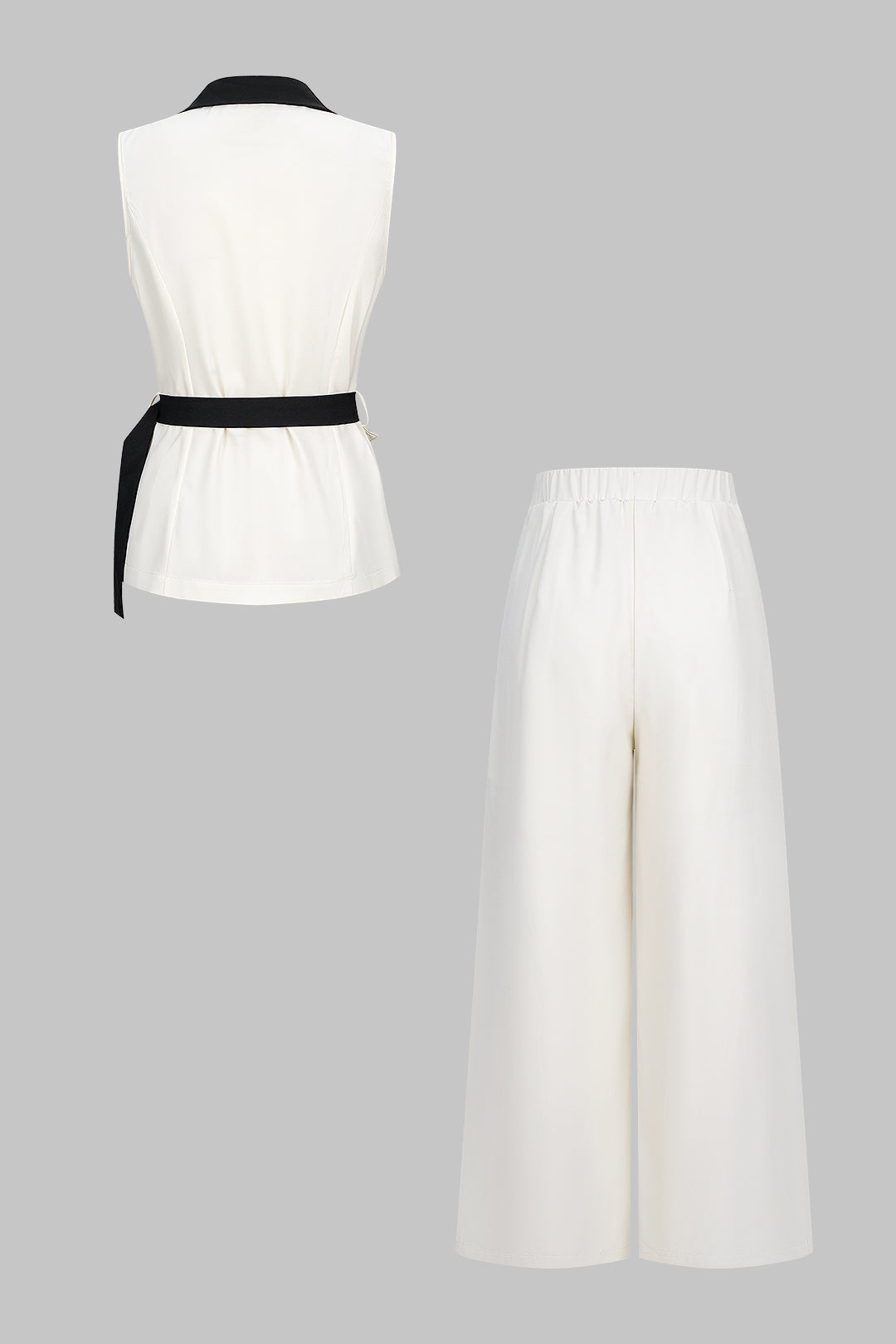 Elegancki komplet z dopasowaną kamizelką i spodniami palazzo