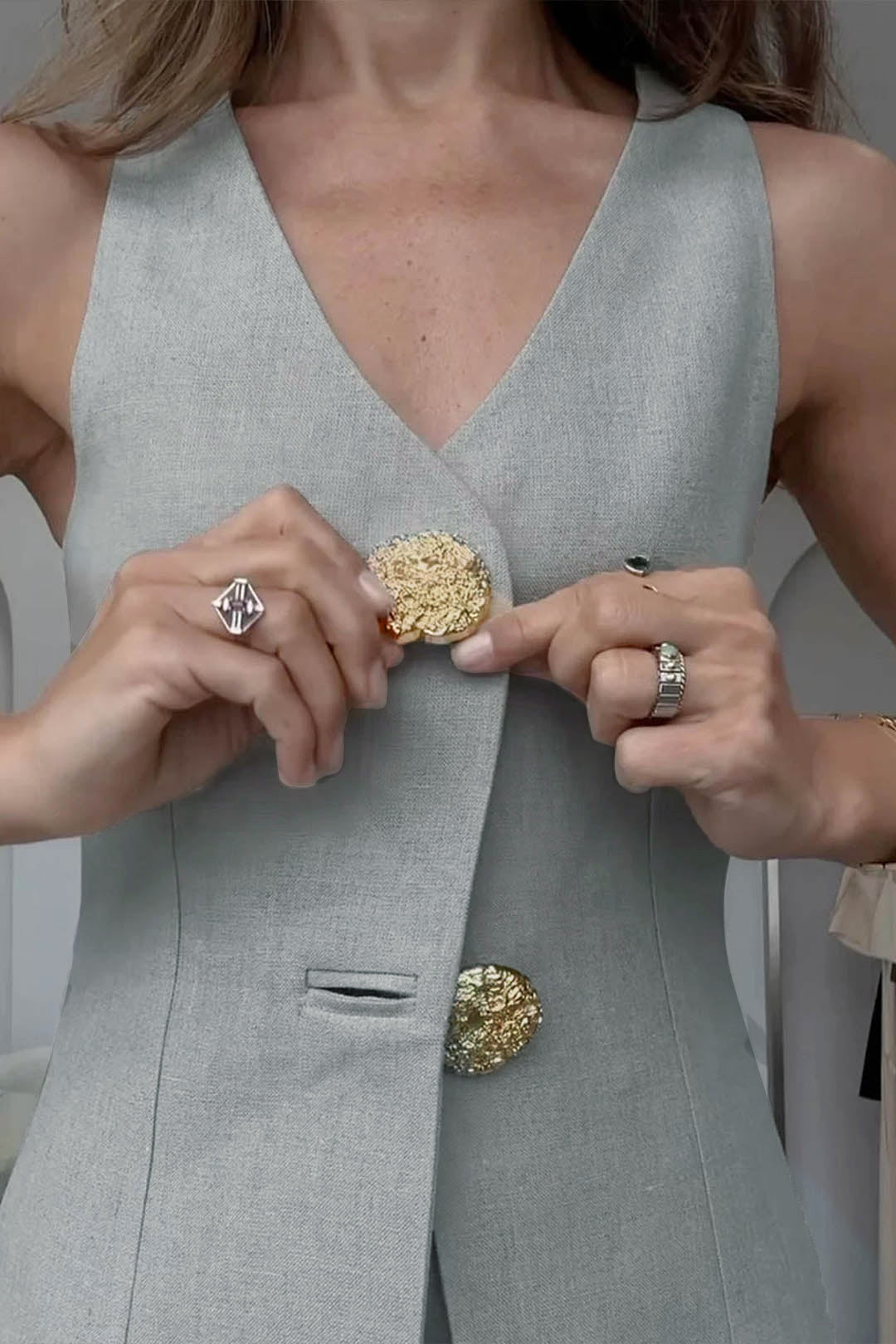 Elegancki komplet z kamizelką i spodniami palazzo