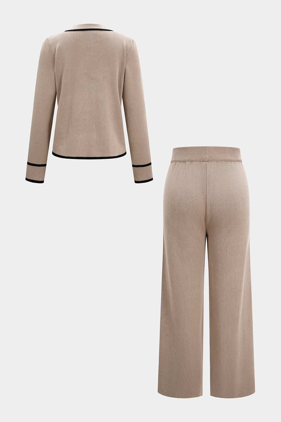 Elegancki komplet z kontrastowymi lamówkami