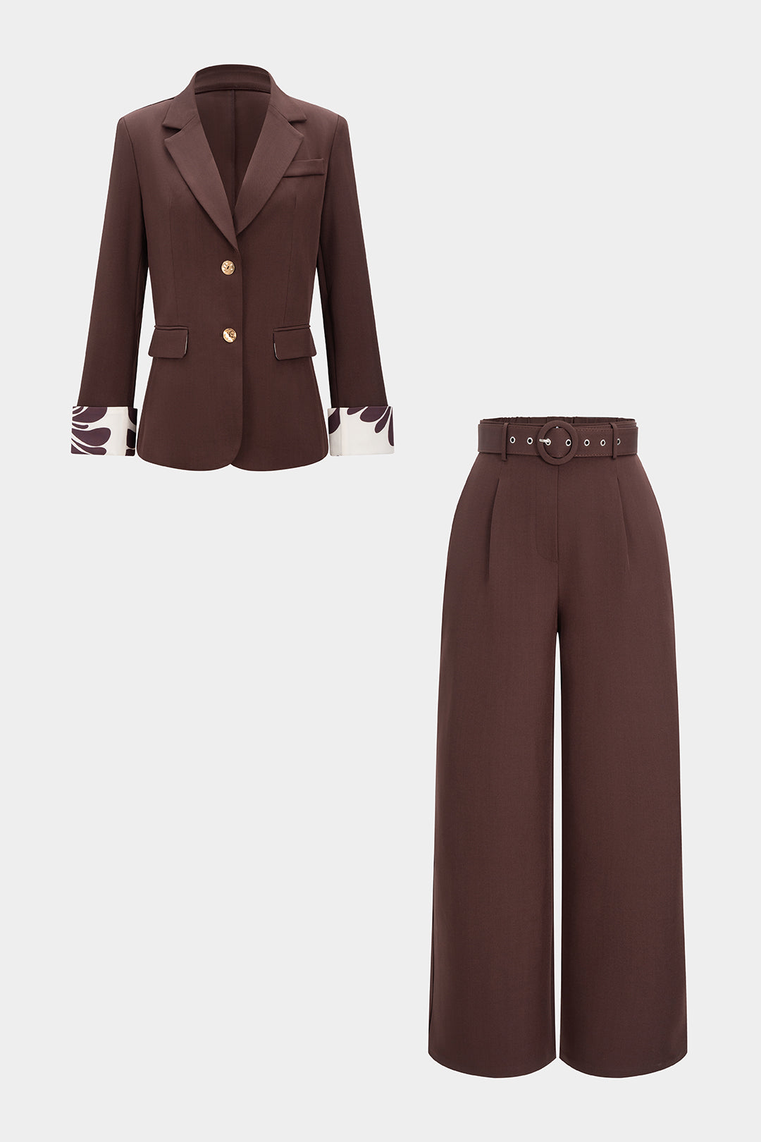 Elegancki komplet z marynarką i spodniami palazzo