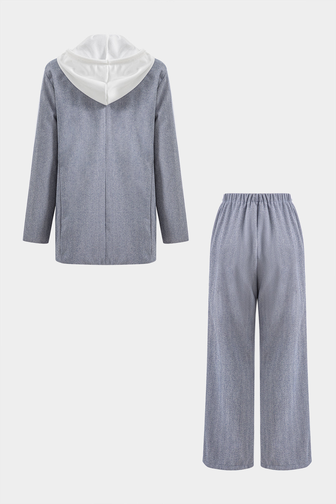 Elegancki komplet: dwurzędowa marynarka i spodnie z elastyczną talią