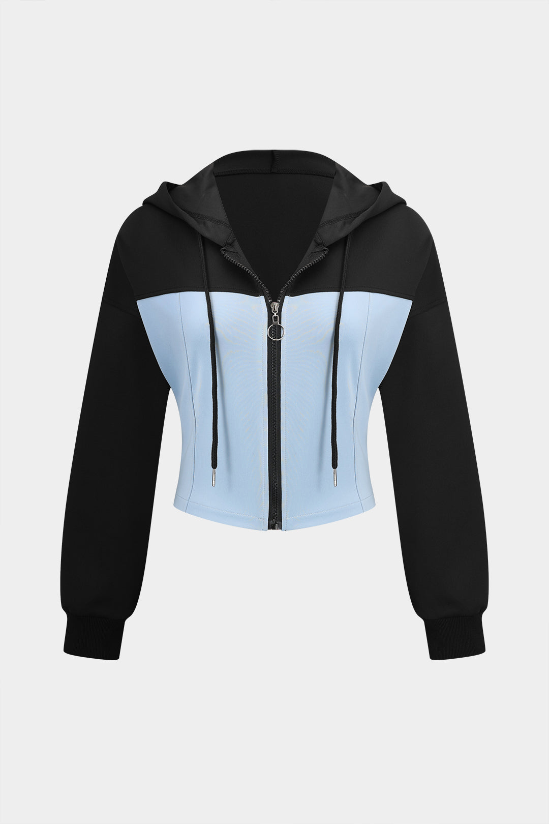 Komplet sportowy z krótką bluzą na zamek i spodniami z wysokim stanem