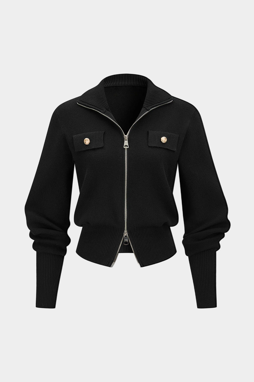 Elegancki komplet: kurtka z zamkiem i spódnica midi