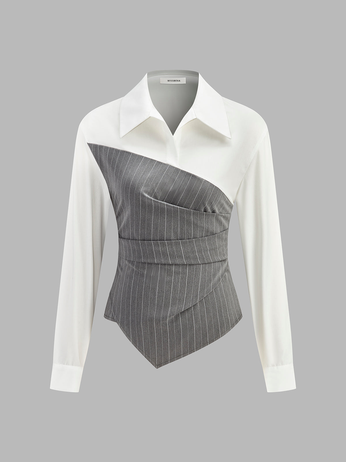 Koszula damska z asymetrycznym panelem w paski