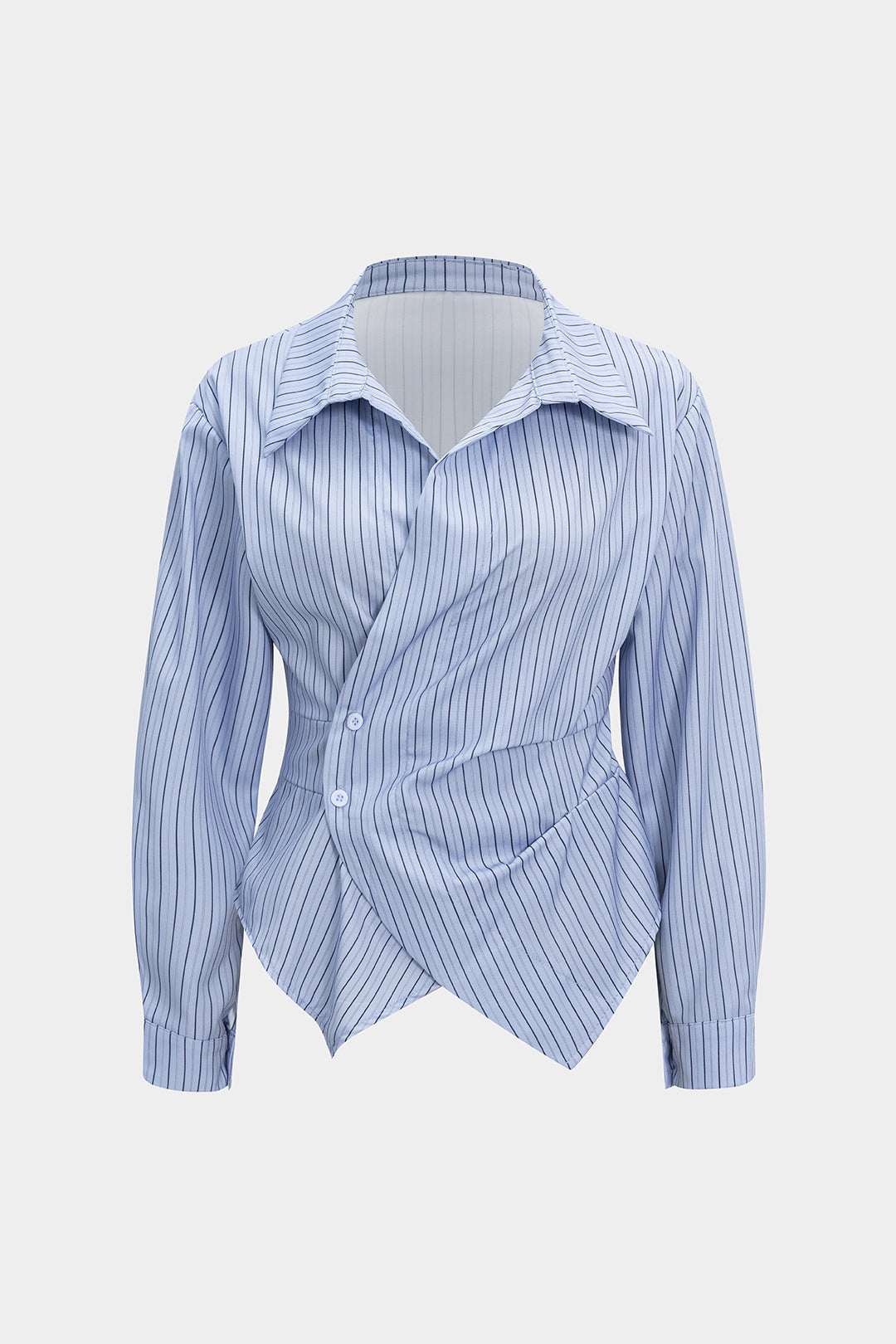 Koszula damska z asymetrycznym zapięciem i zakładkami