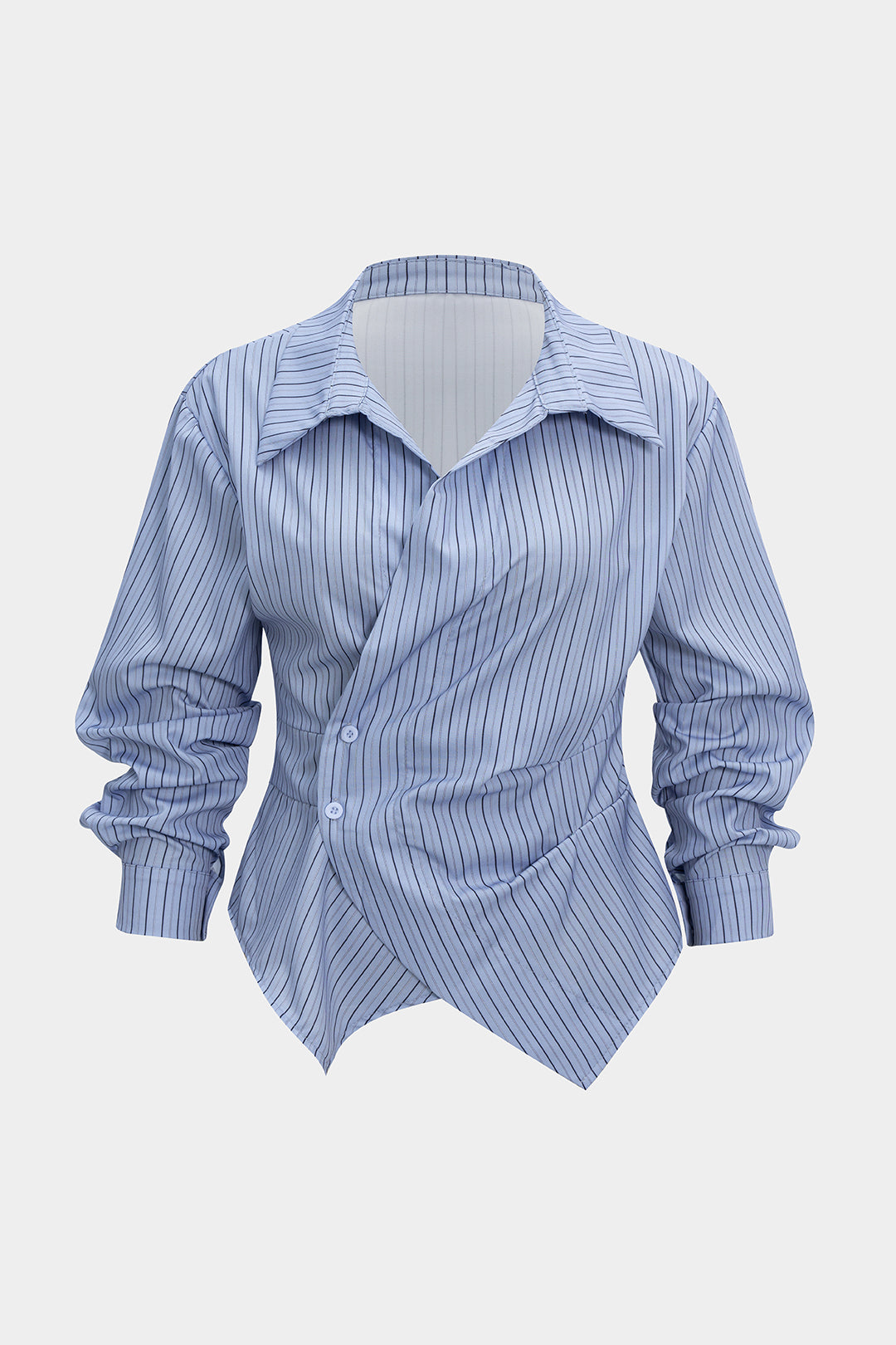 Koszula damska z asymetrycznym zapięciem i zakładkami