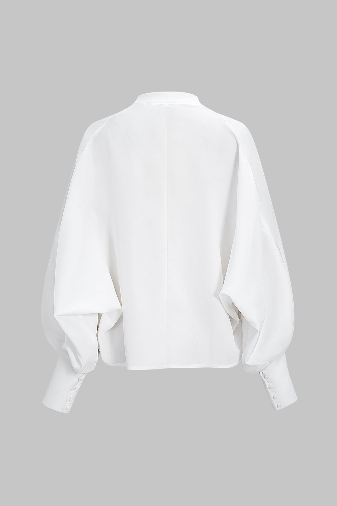 Koszula damska luźna ze stójką i bufiastymi rękawami