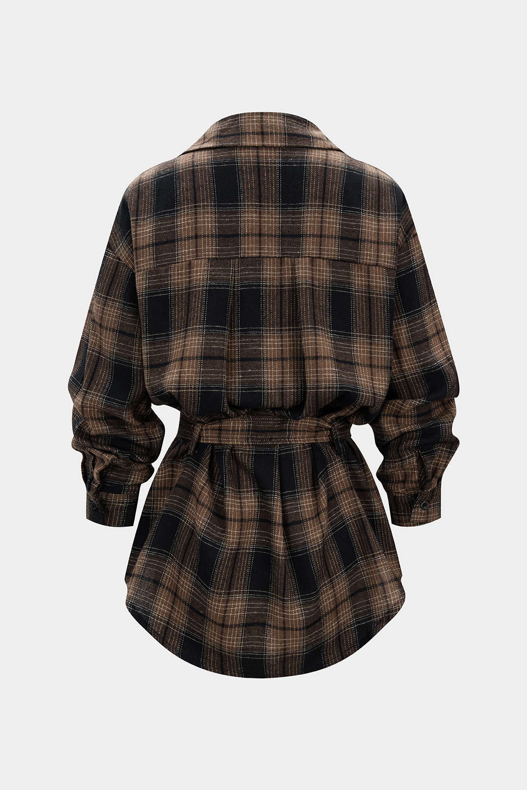 Koszula damska w kratę z paskiem w talii