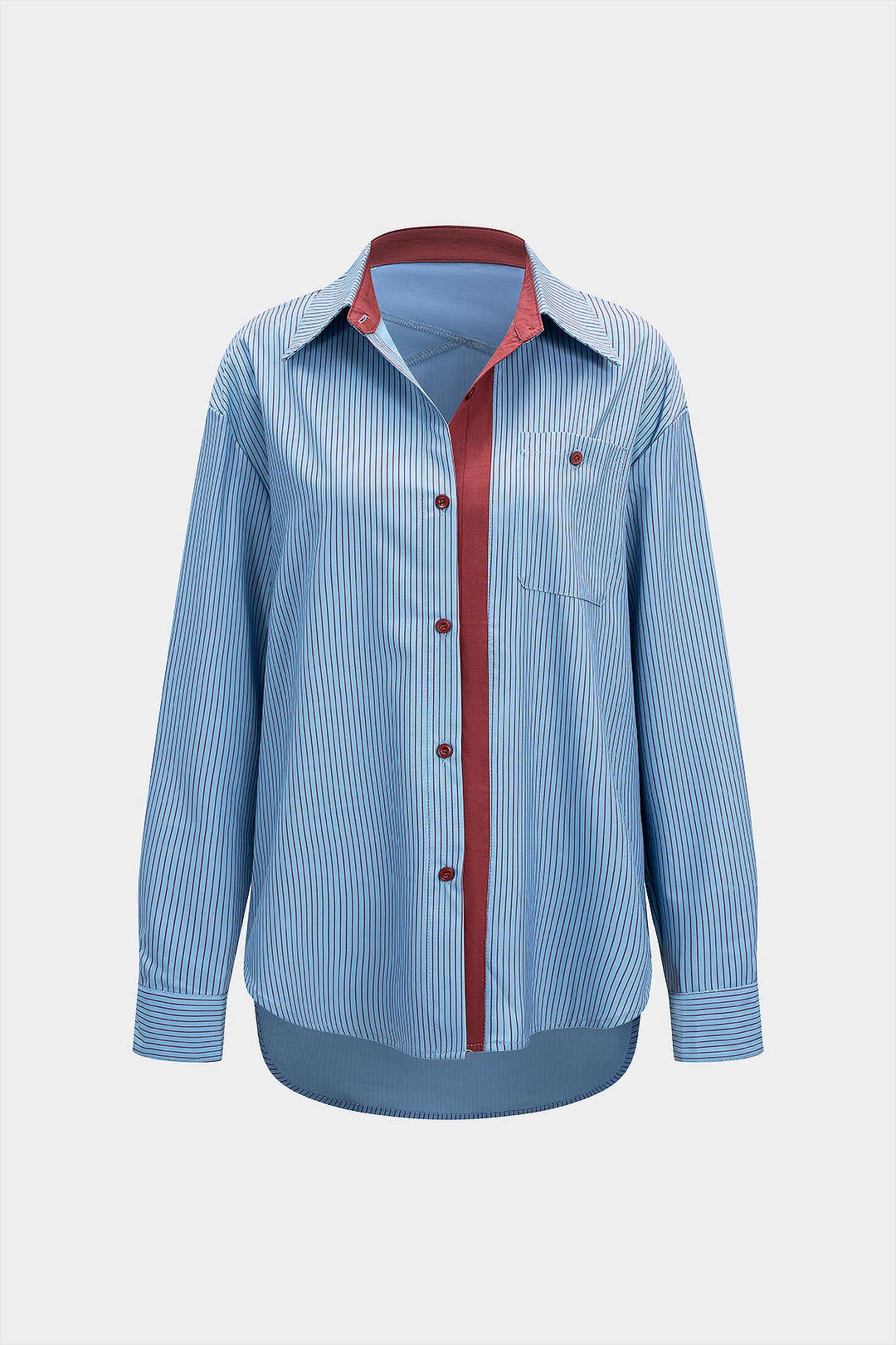 Koszula damska wiązana z kontrastowym kołnierzem