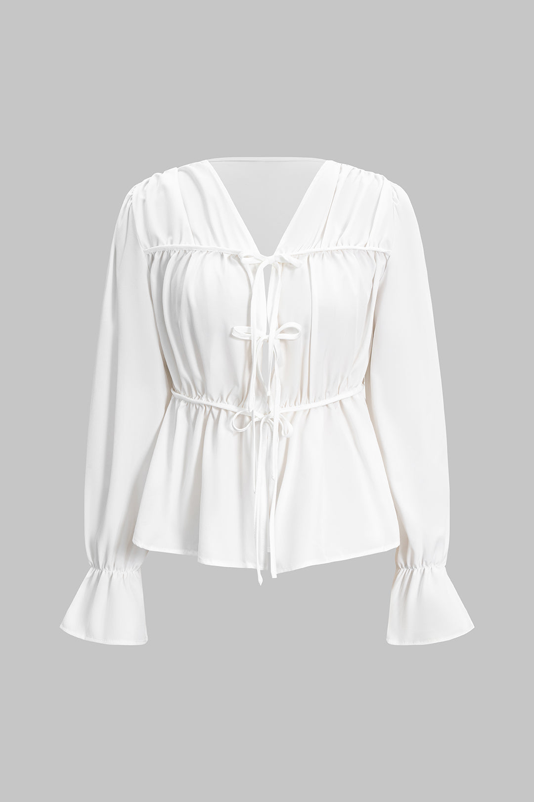 Koszula damska z wiązaniem w talii i dekoltem V