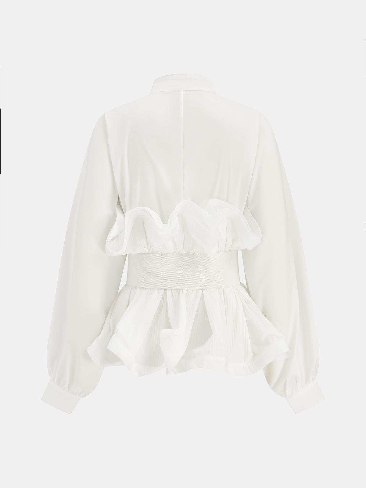 Koszula oversize z falbanami i szerokim paskiem