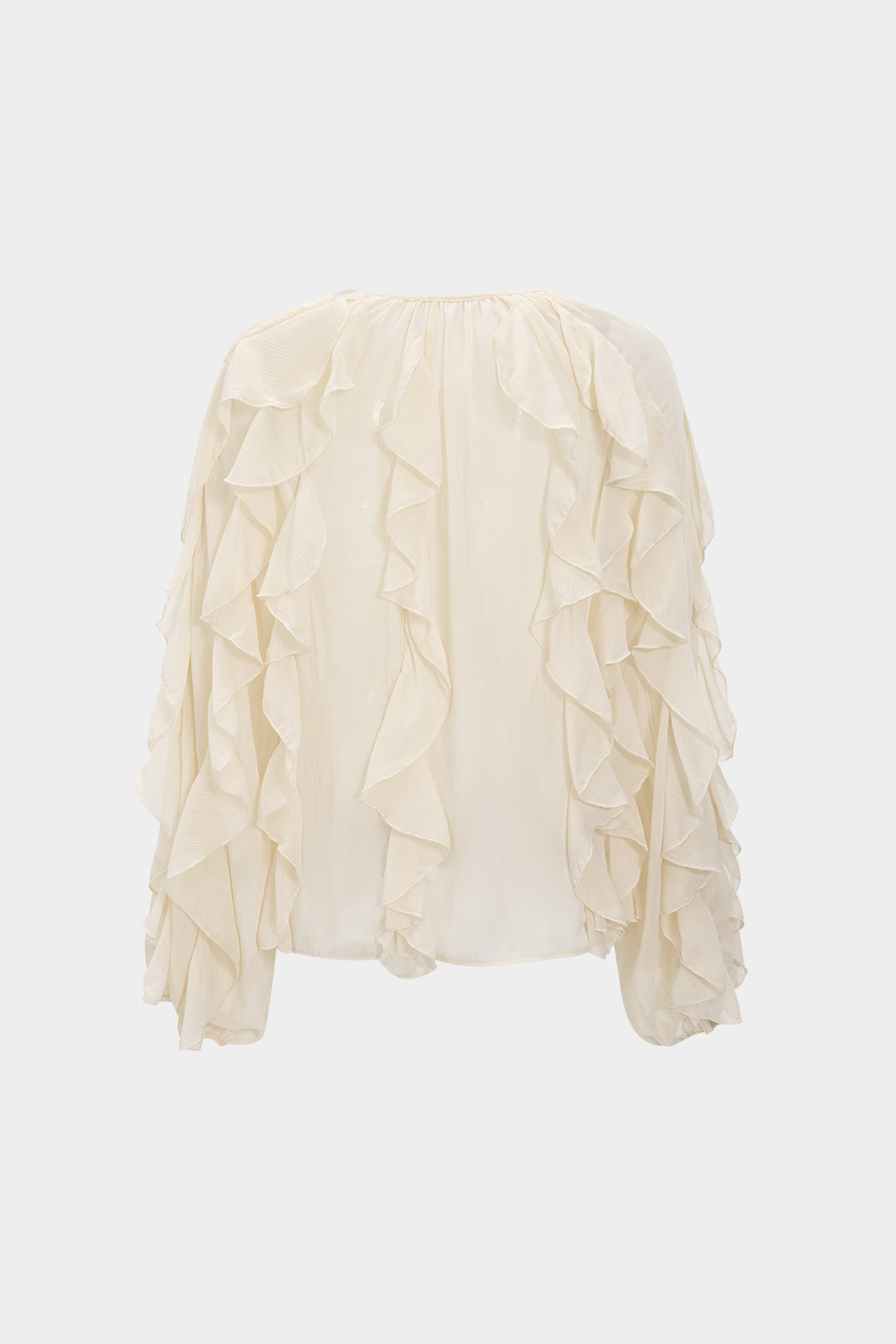 Luźna koszula z falbanami i dekoltem V