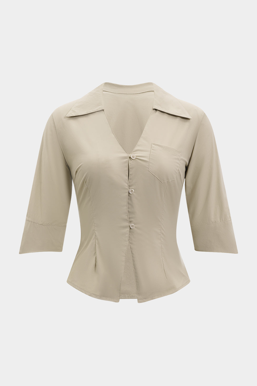 Koszula dopasowana z rękawem 3/4 i kołnierzem retro