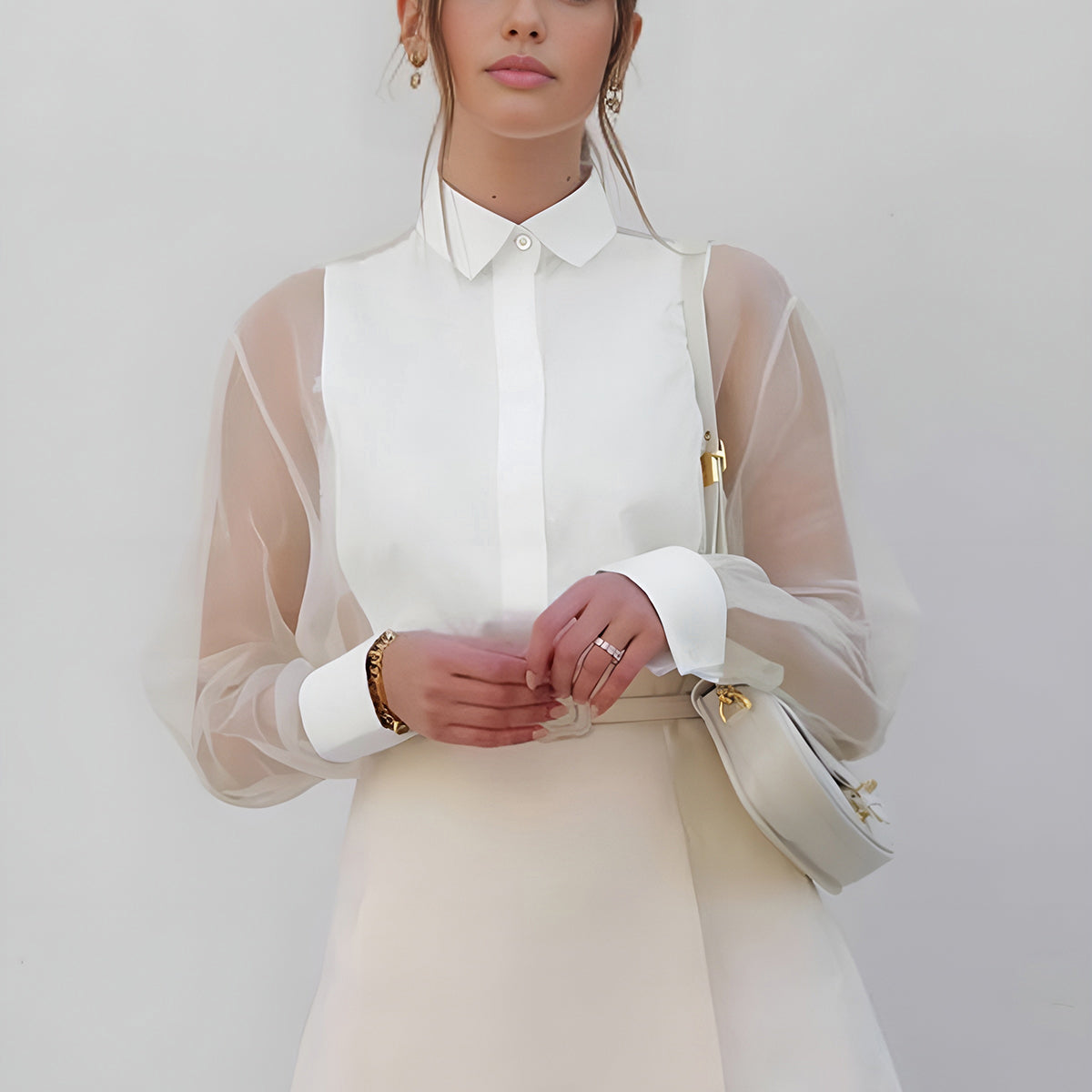Elegancka koszula z transparentnymi rękawami