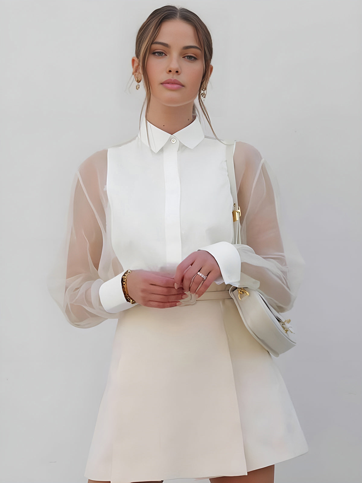 Elegancka koszula z transparentnymi rękawami