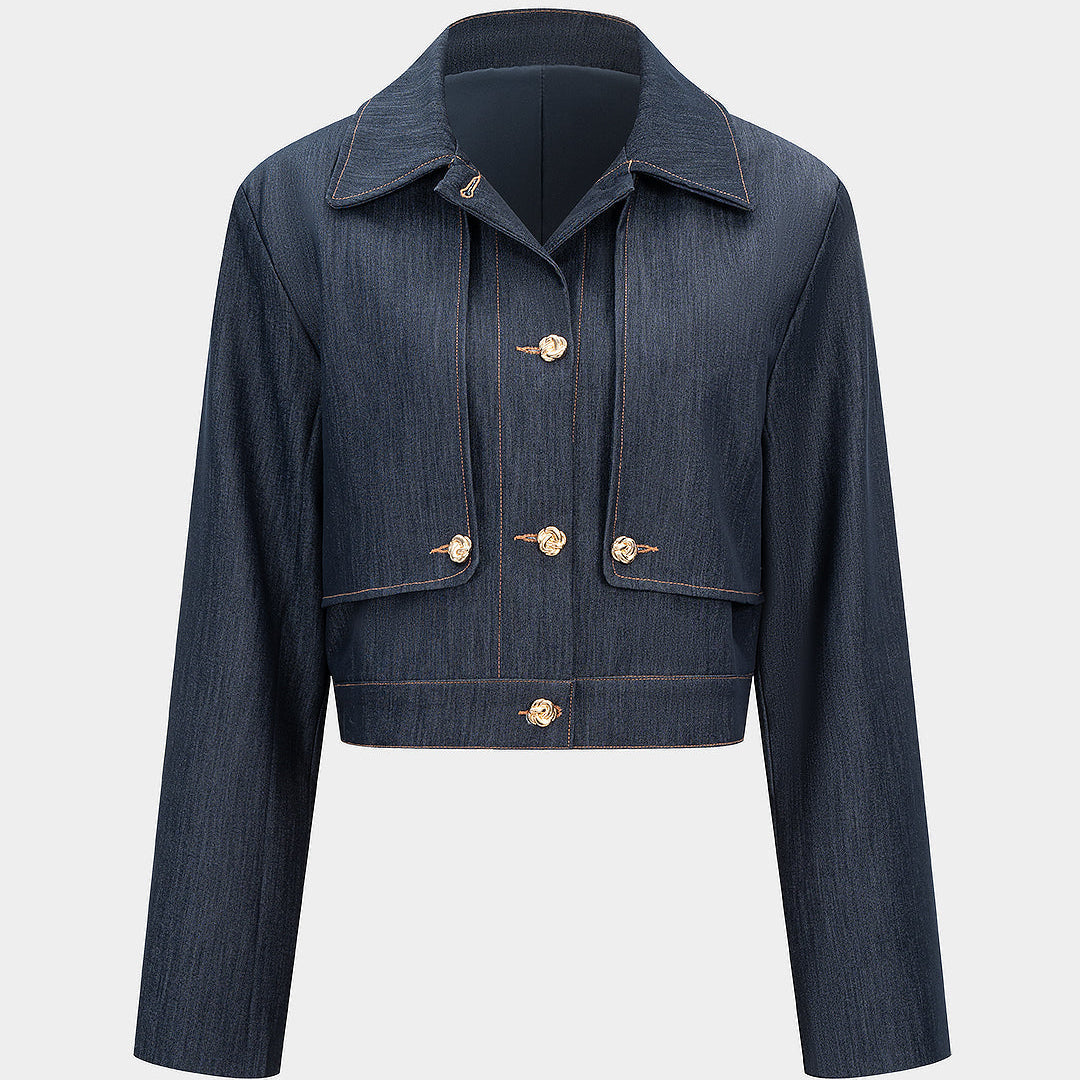 Krótka kurtka damska z ozdobnymi guzikami