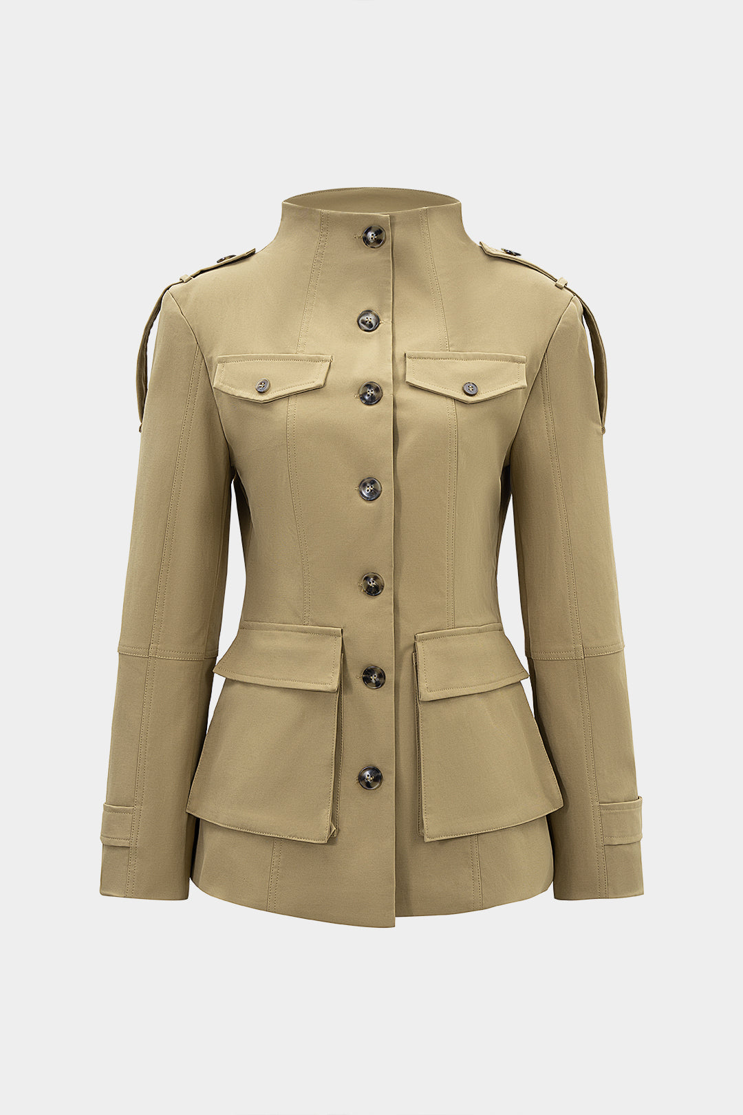 Kurtka damska militarna z kieszeniami i pagonami