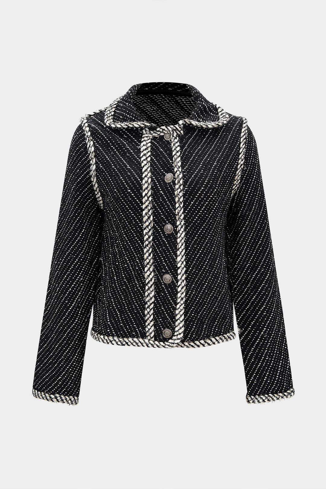 Kurtka damska z ozdobnym splotem i guzikami