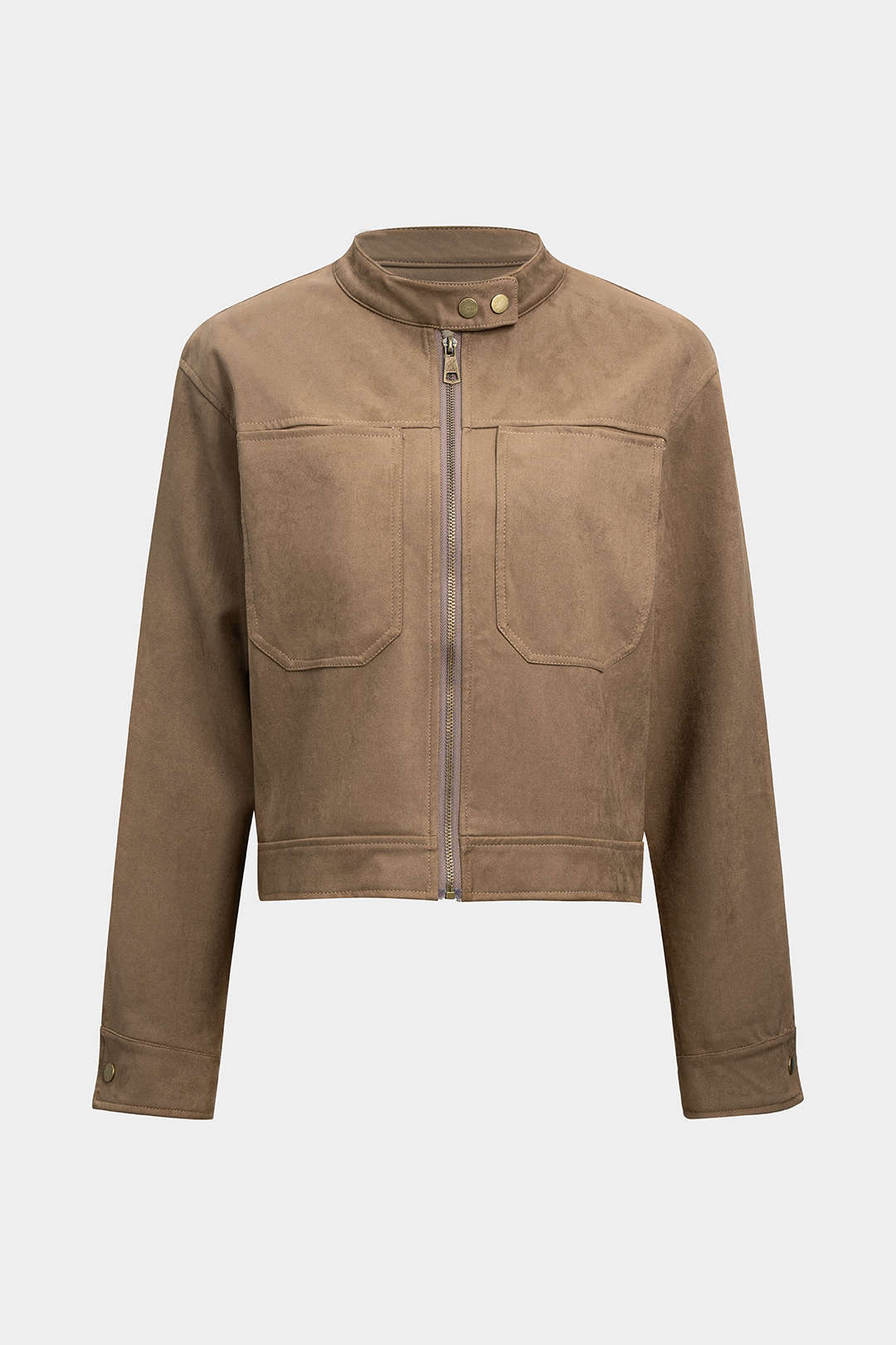 Kurtka damska z wysokim kołnierzem i kieszeniami na piersi