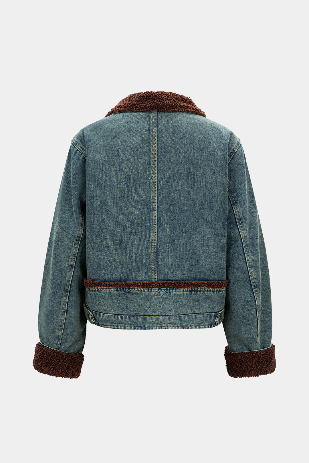 Kurtka jeansowa z futrzanym kołnierzem i mankietami