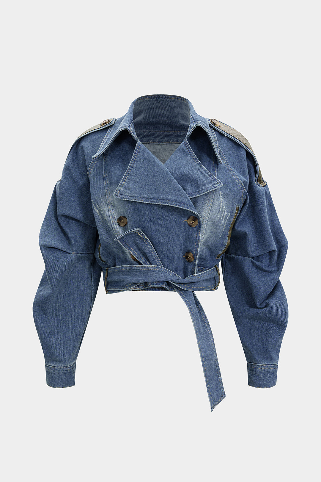 Kurtka z paskiem w talii i pagonami