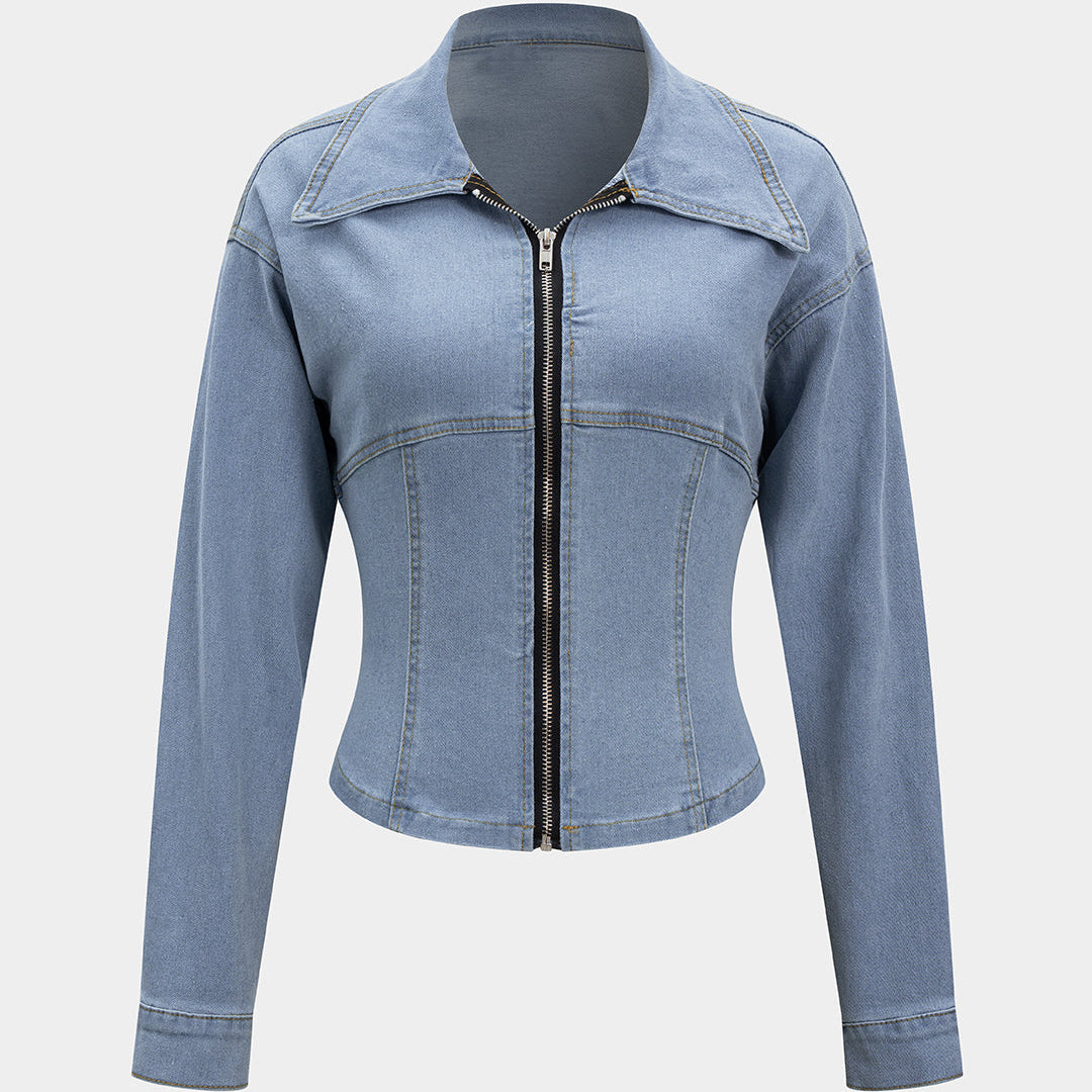 Dopasowana kurtka z zamkiem i kołnierzem