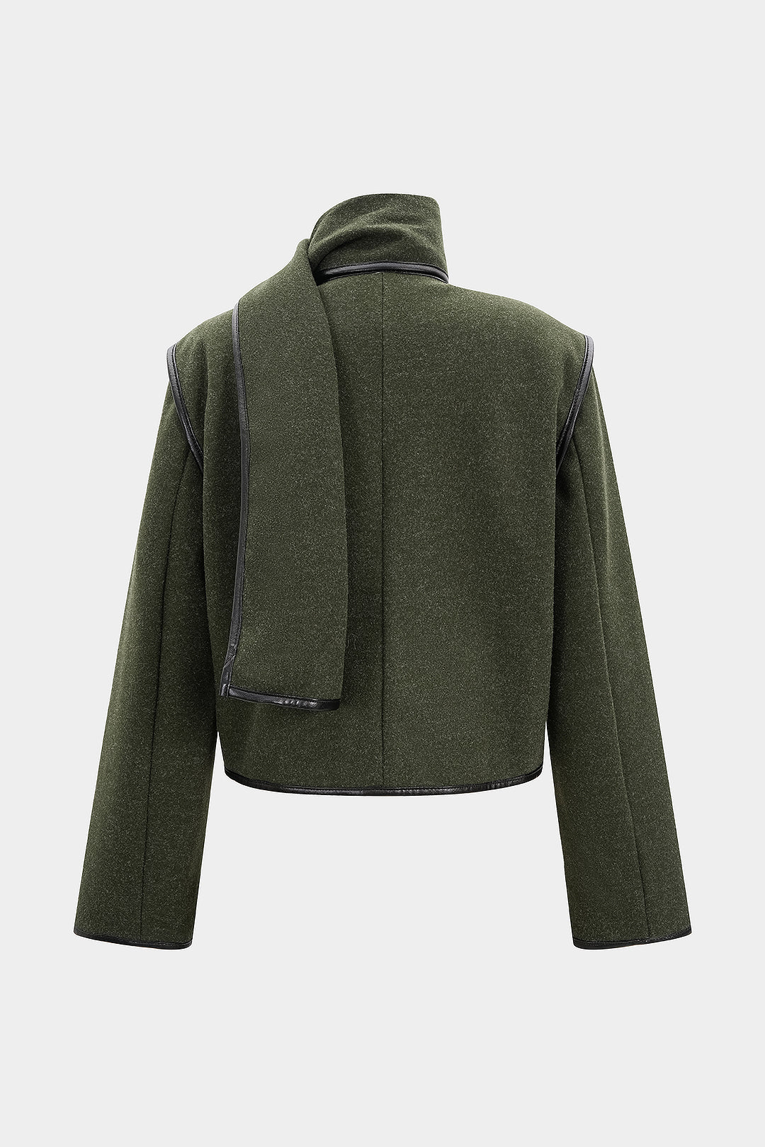 Kurtka z asymetrycznym kołnierzem i wiązaniem przy szyi