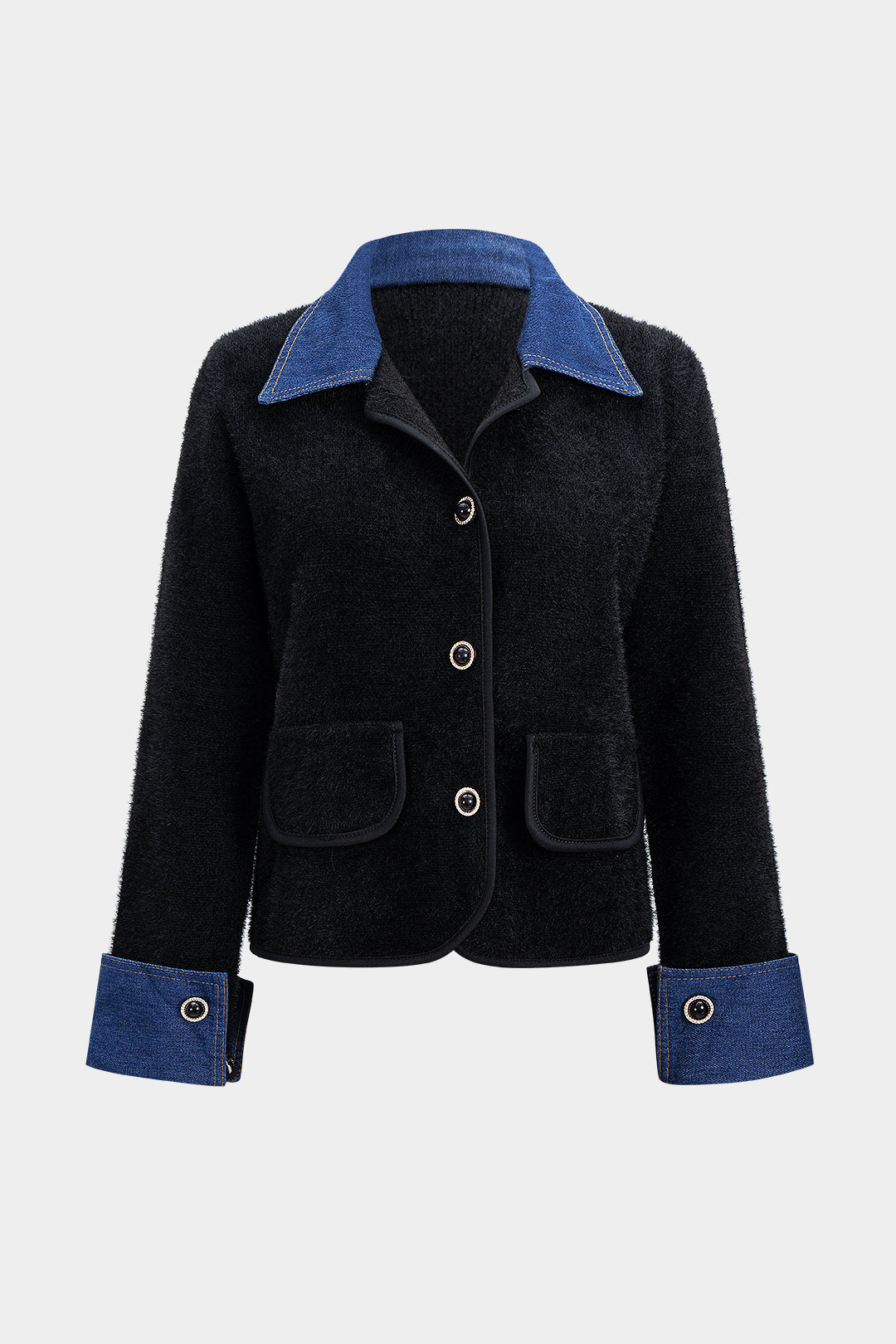 Kurtka z kontrastowym kołnierzem i mankietami