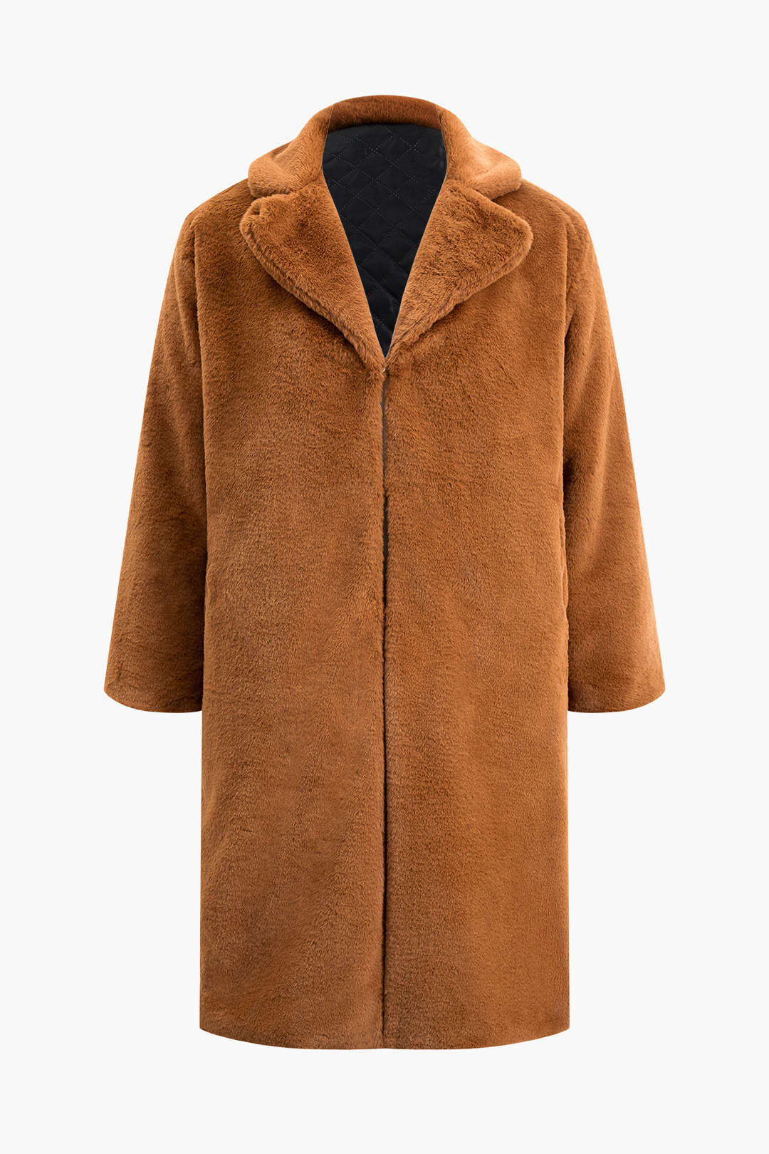 Płaszcz damski za kolano z kołnierzem