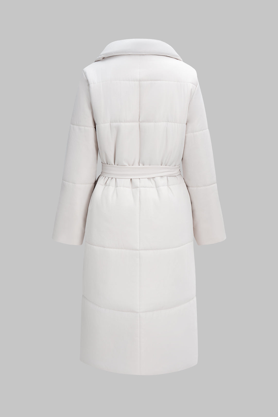 Płaszcz pikowany z szerokim kołnierzem i paskiem w talii