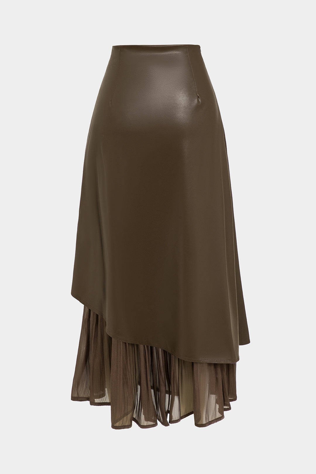 Spódnica asymetryczna za kolano z półprzezroczystą warstwą