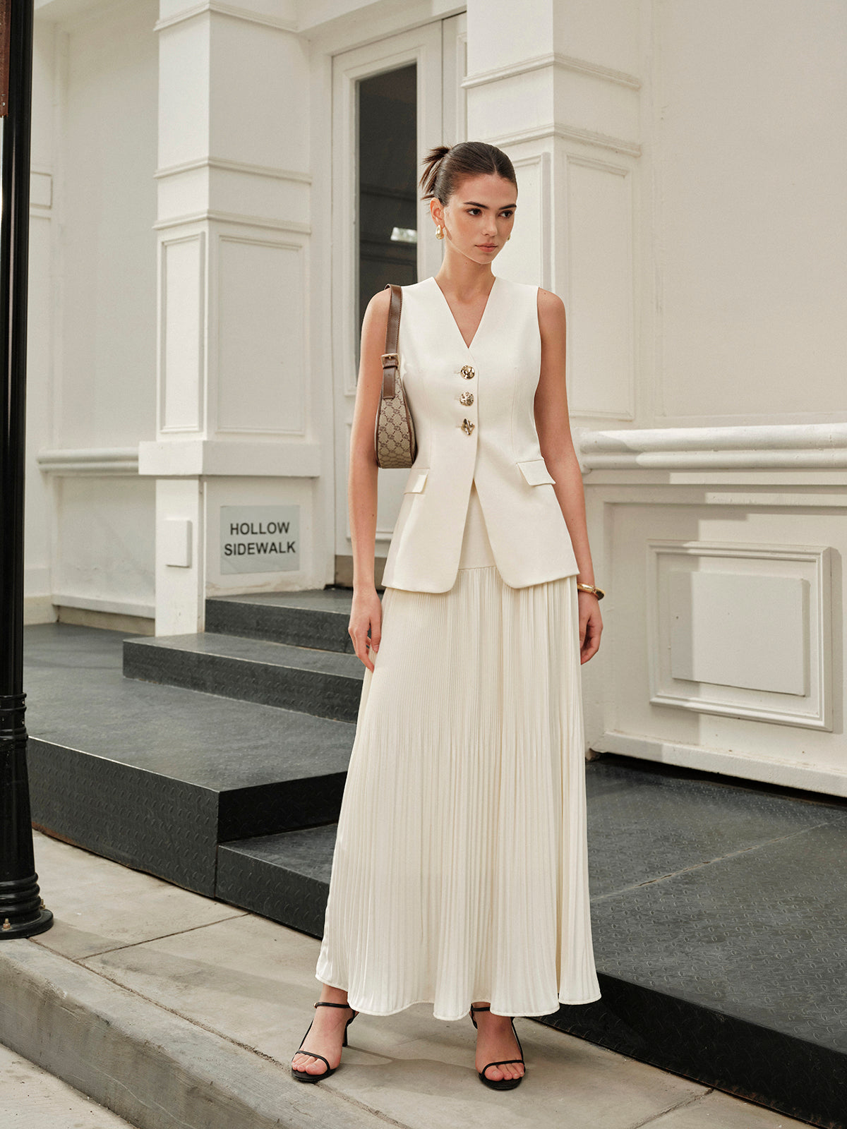 Długa plisowana spódnica maxi z wysokim stanem