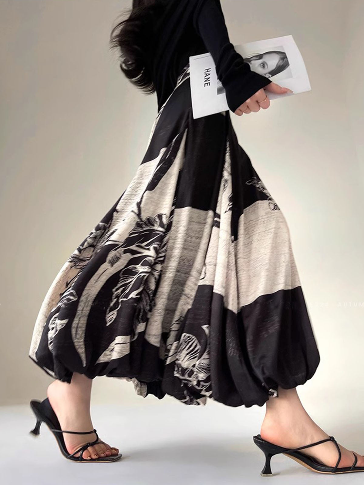 Spódnica maxi z asymetrycznym drapowaniem