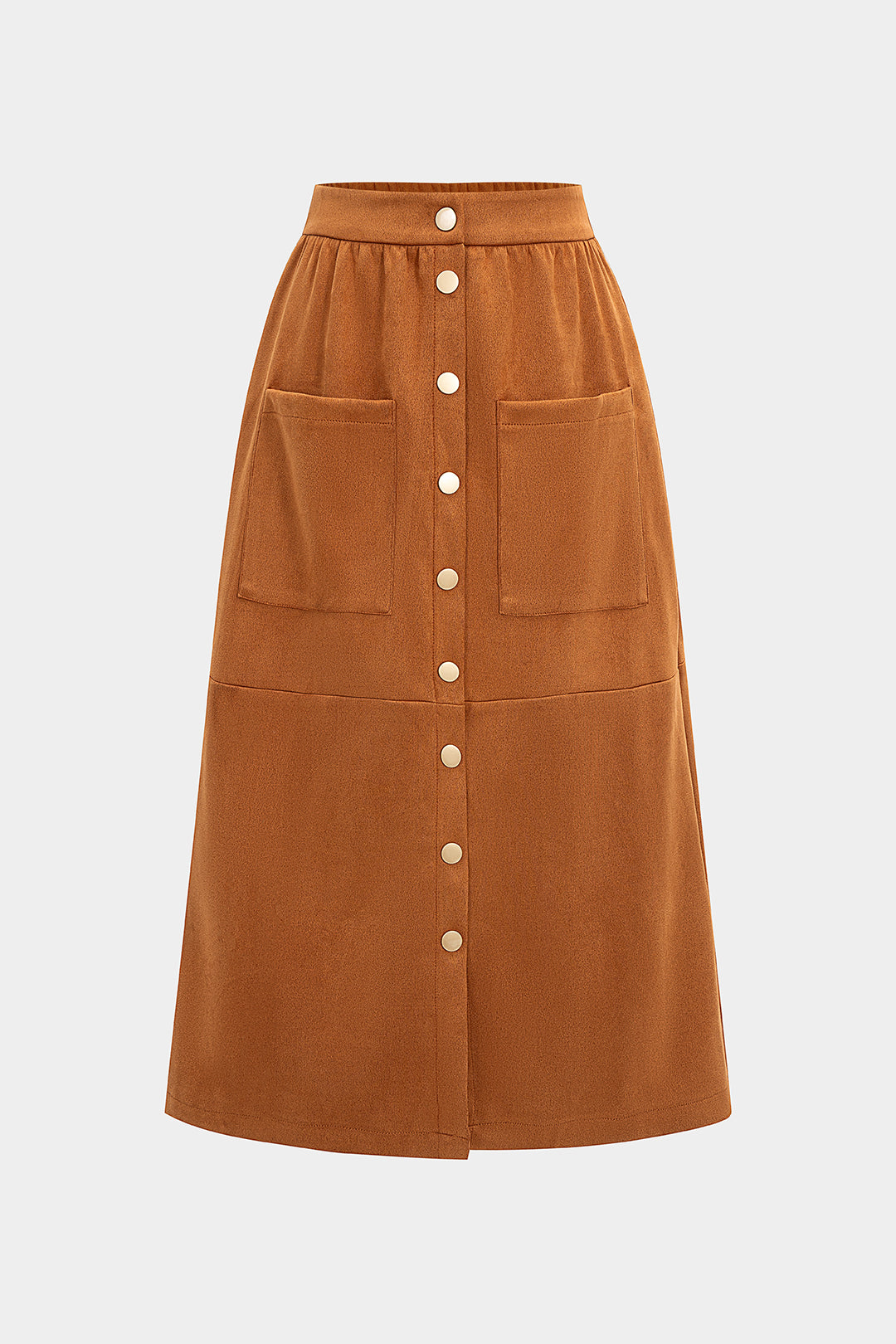 Spódnica midi z ozdobnymi guzikami i kieszeniami