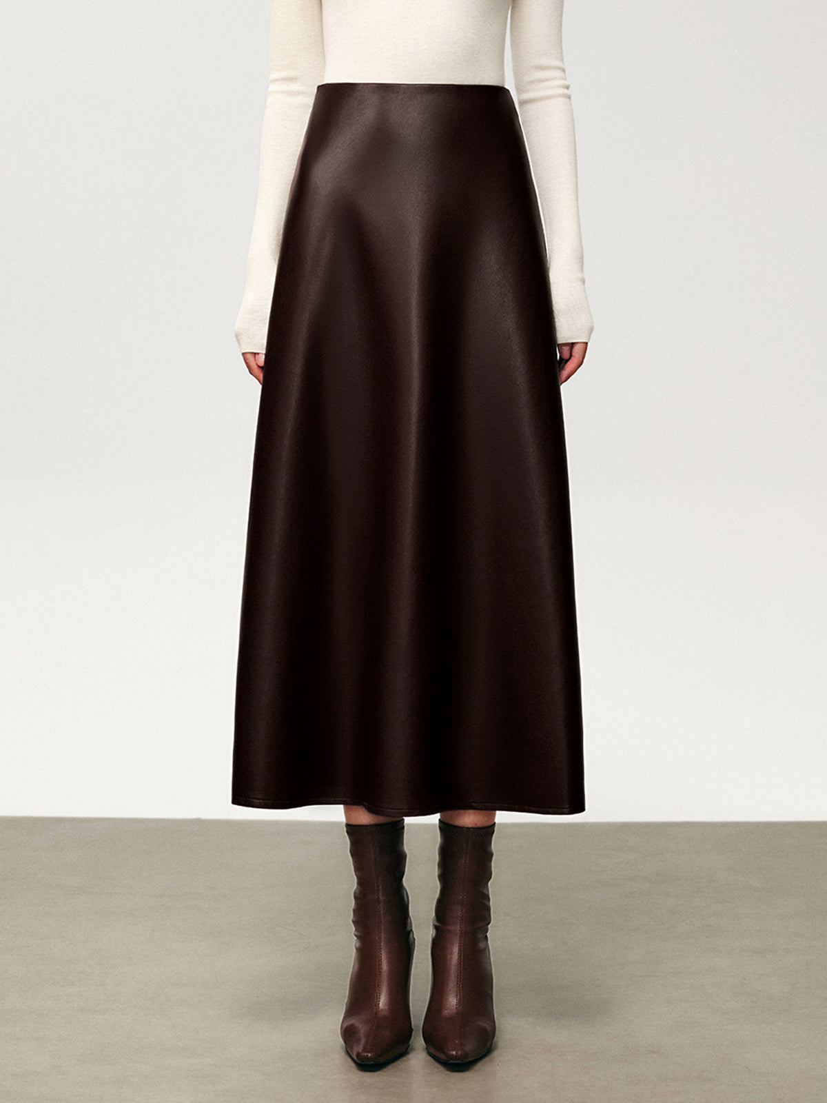 Spódnica midi rozkloszowana z wysokim stanem