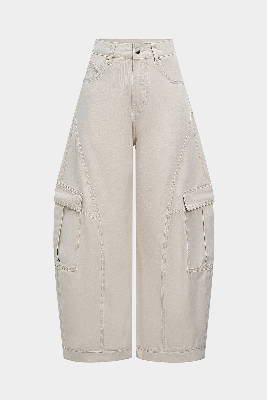 Spodnie damskie z szerokimi nogawkami i kieszeniami cargo