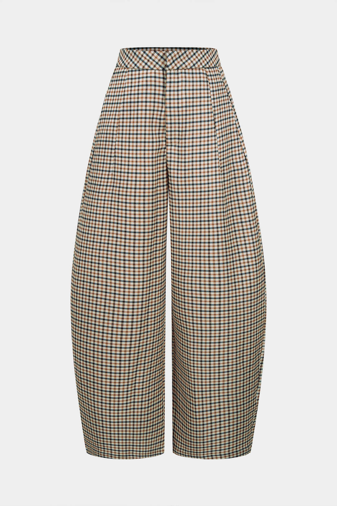 Spodnie damskie w kratę z wysokim stanem