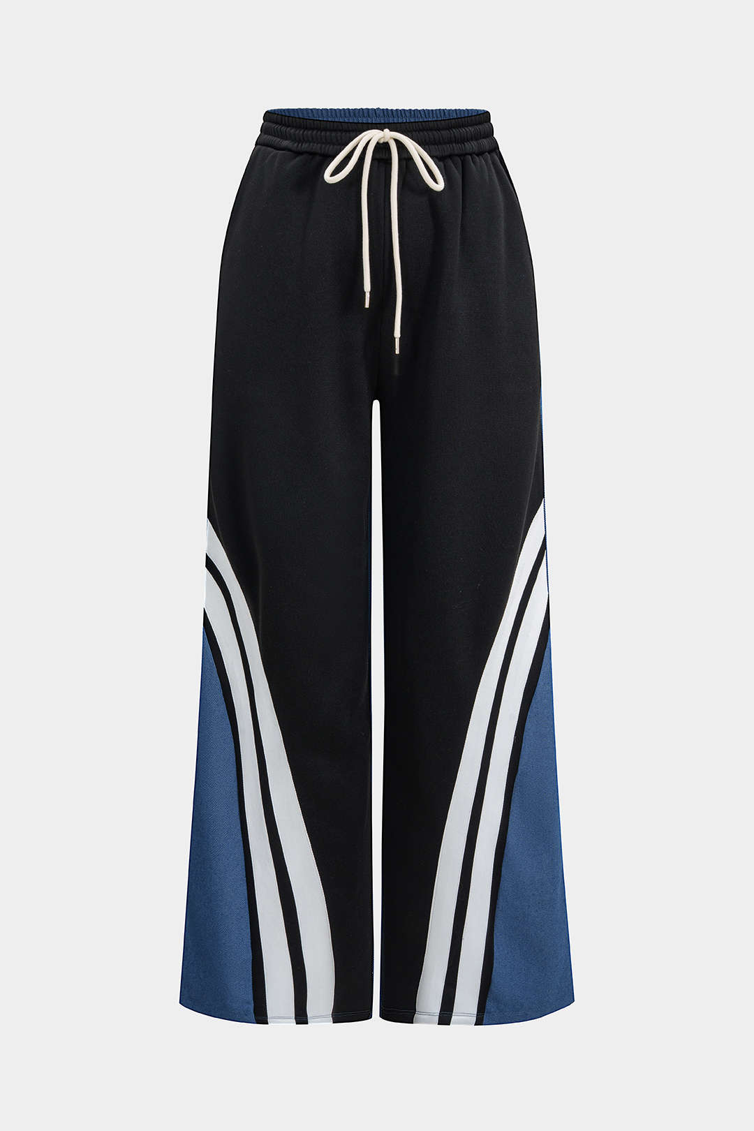 Spodnie dresowe z szerokimi nogawkami i lampasami