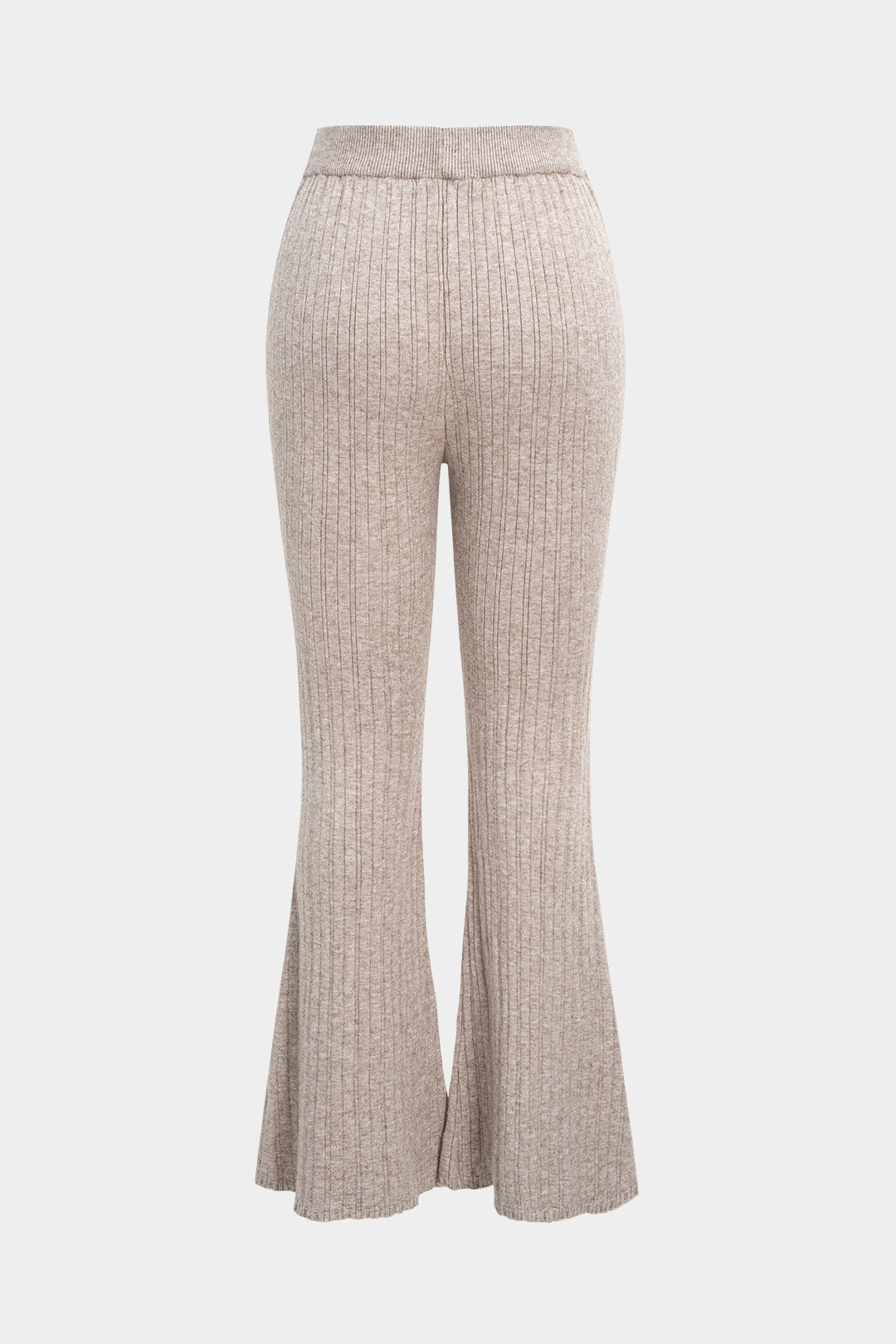 Spodnie dzianinowe z wysokim stanem i rozszerzanymi nogawkami