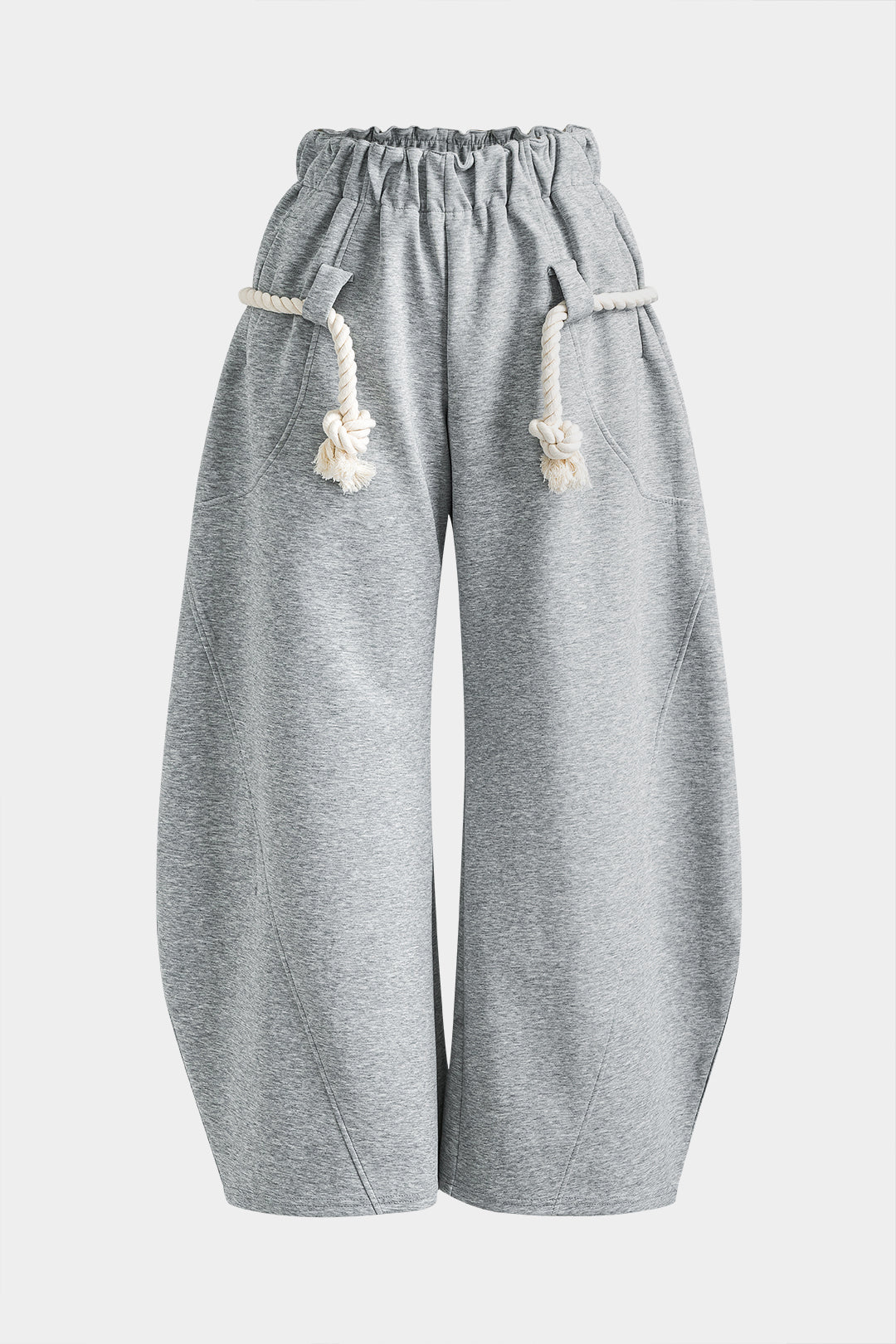 Szerokie spodnie z elastycznym pasem i troczkami