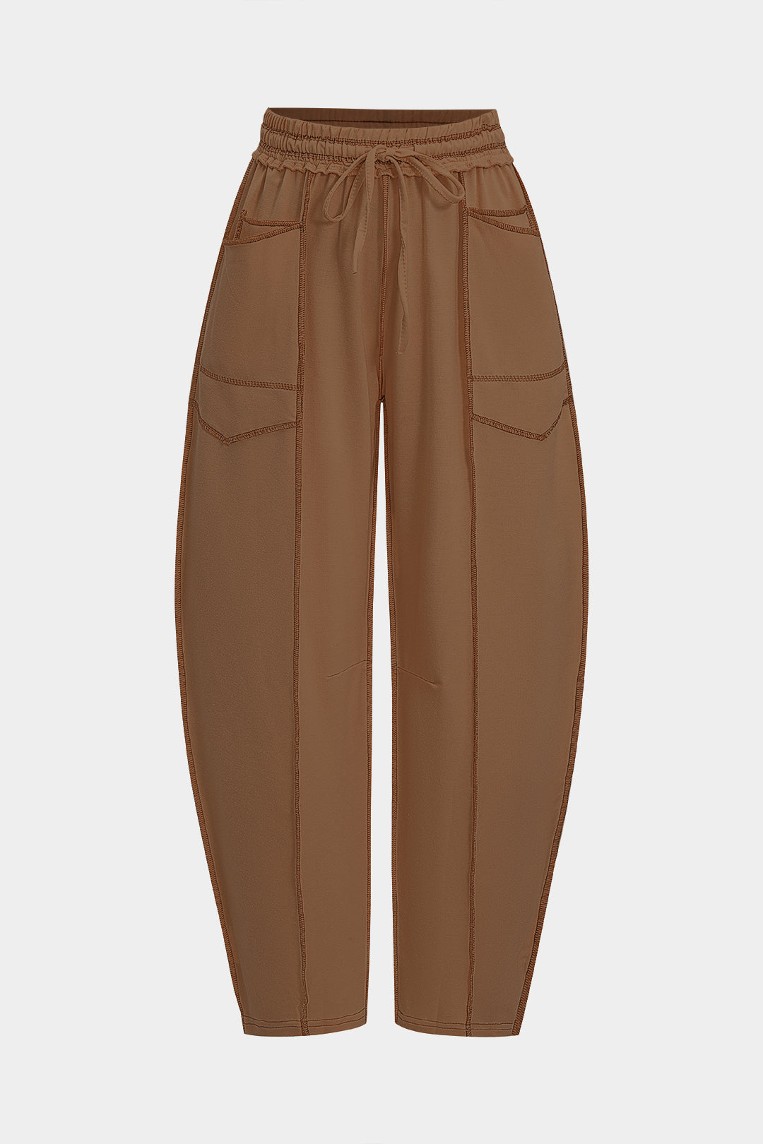 Spodnie z szerokimi nogawkami z elastycznym pasem i kieszeniami