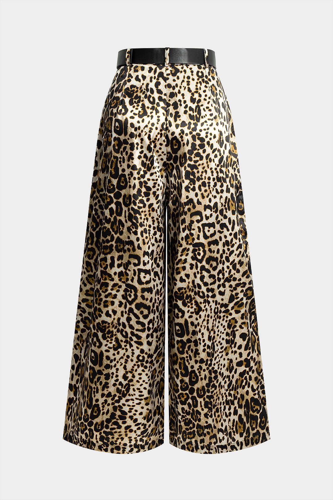 Spodnie z szerokimi nogawkami i wysokim stanem z paskiem