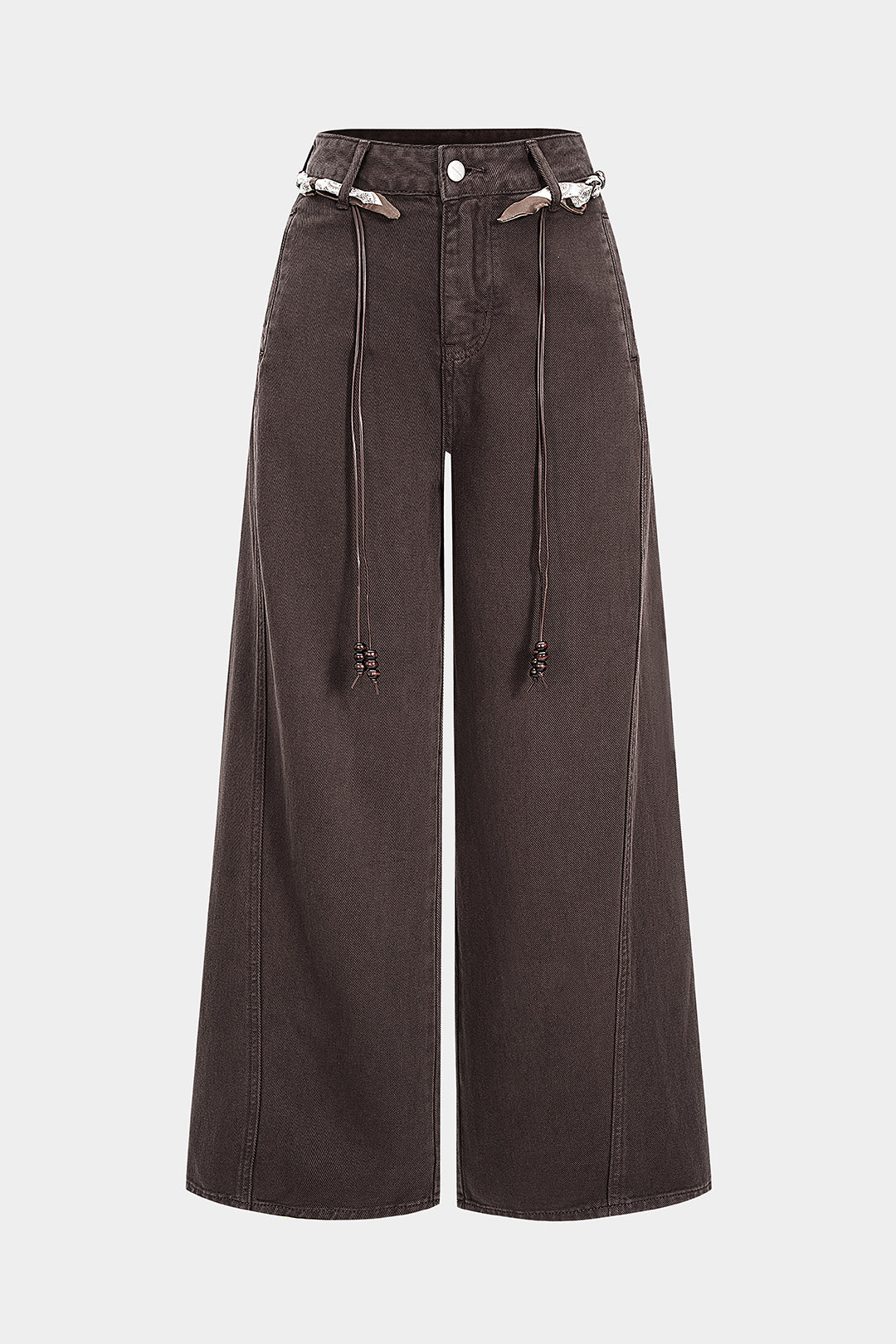 Spodnie z wysokim stanem i szerokimi nogawkami