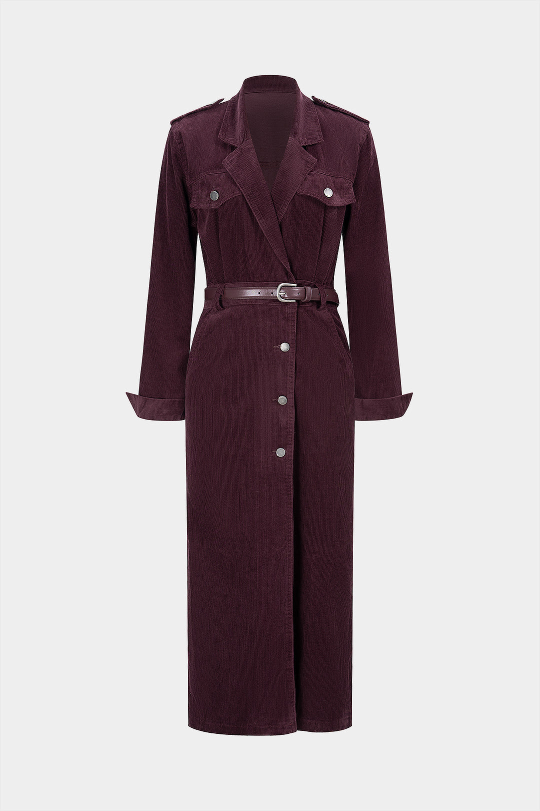 Sukienka midi z paskiem i ozdobnymi guzikami