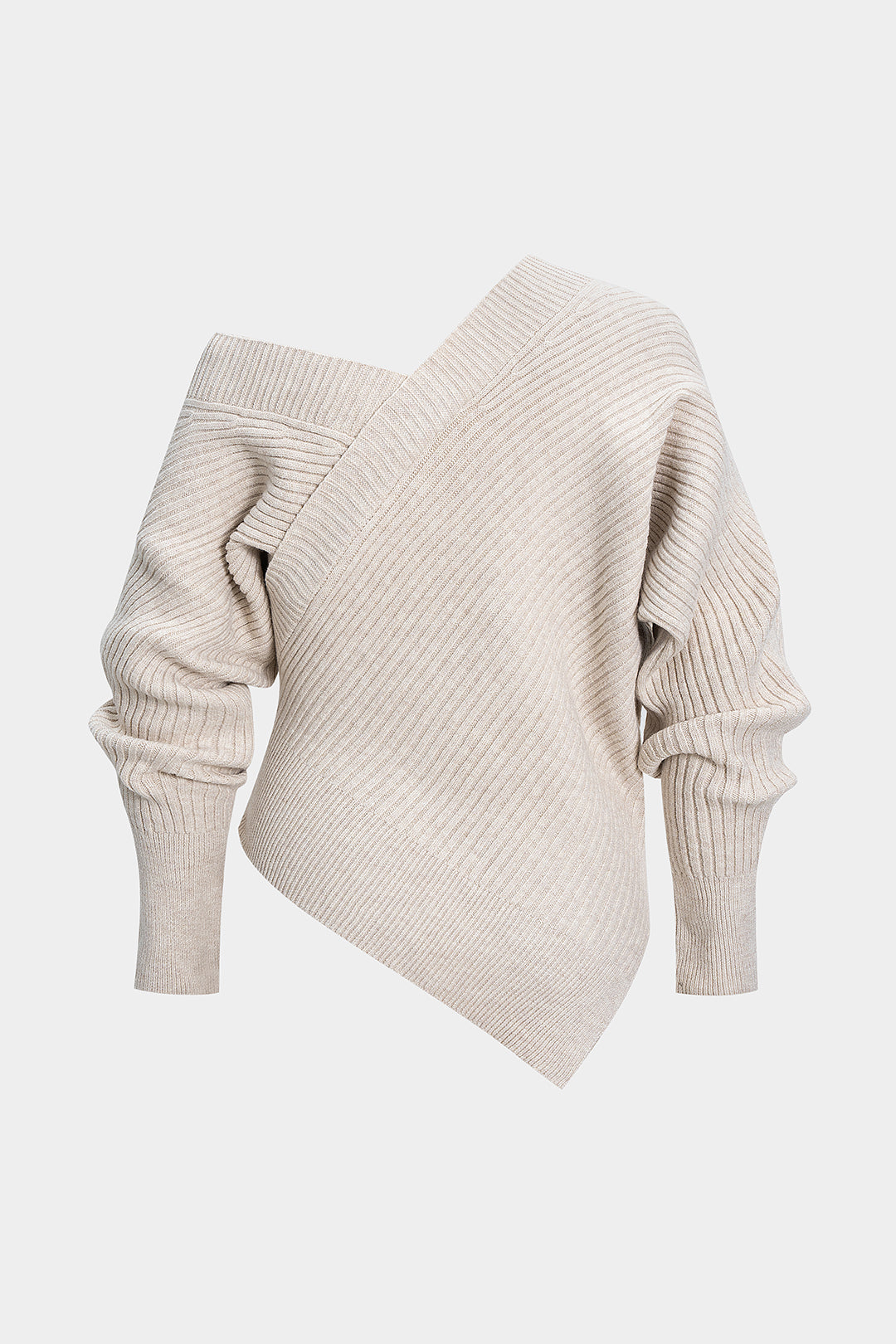 Asymetryczny sweter z odkrytym ramieniem