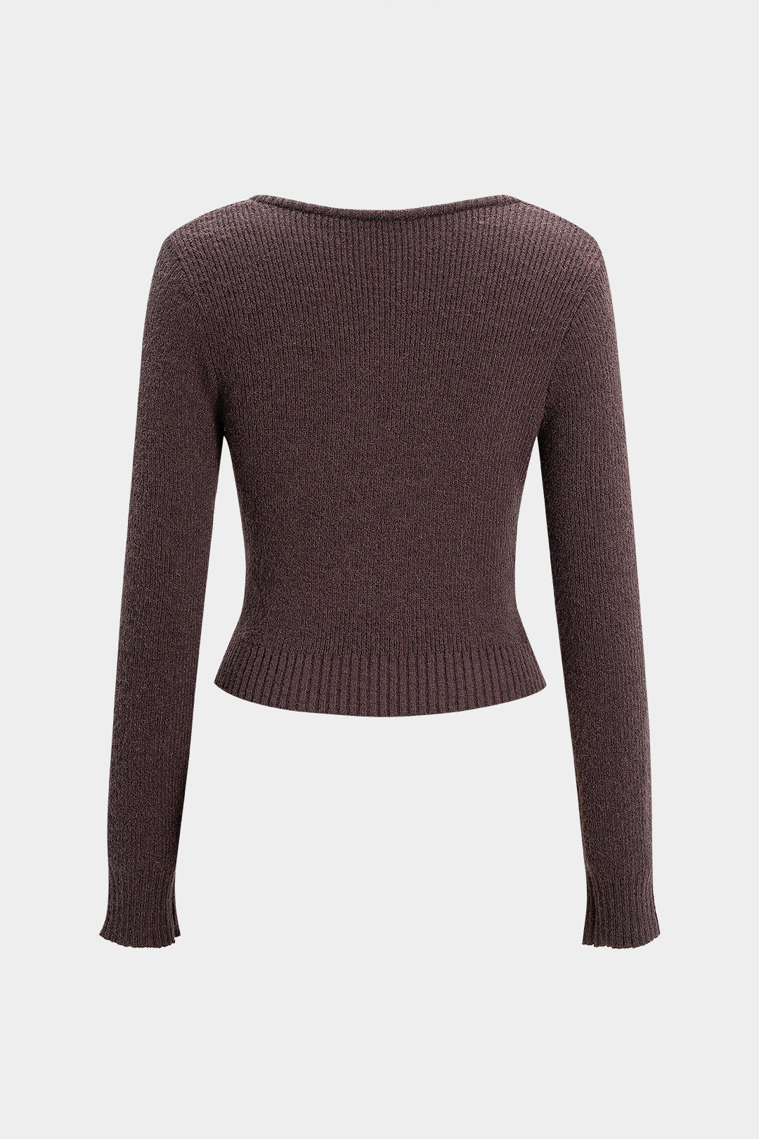 Sweter damski prążkowany z dekoltem V