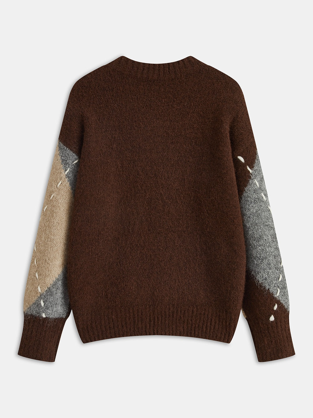 Sweter damski z dekoltem V i wzorem w romby