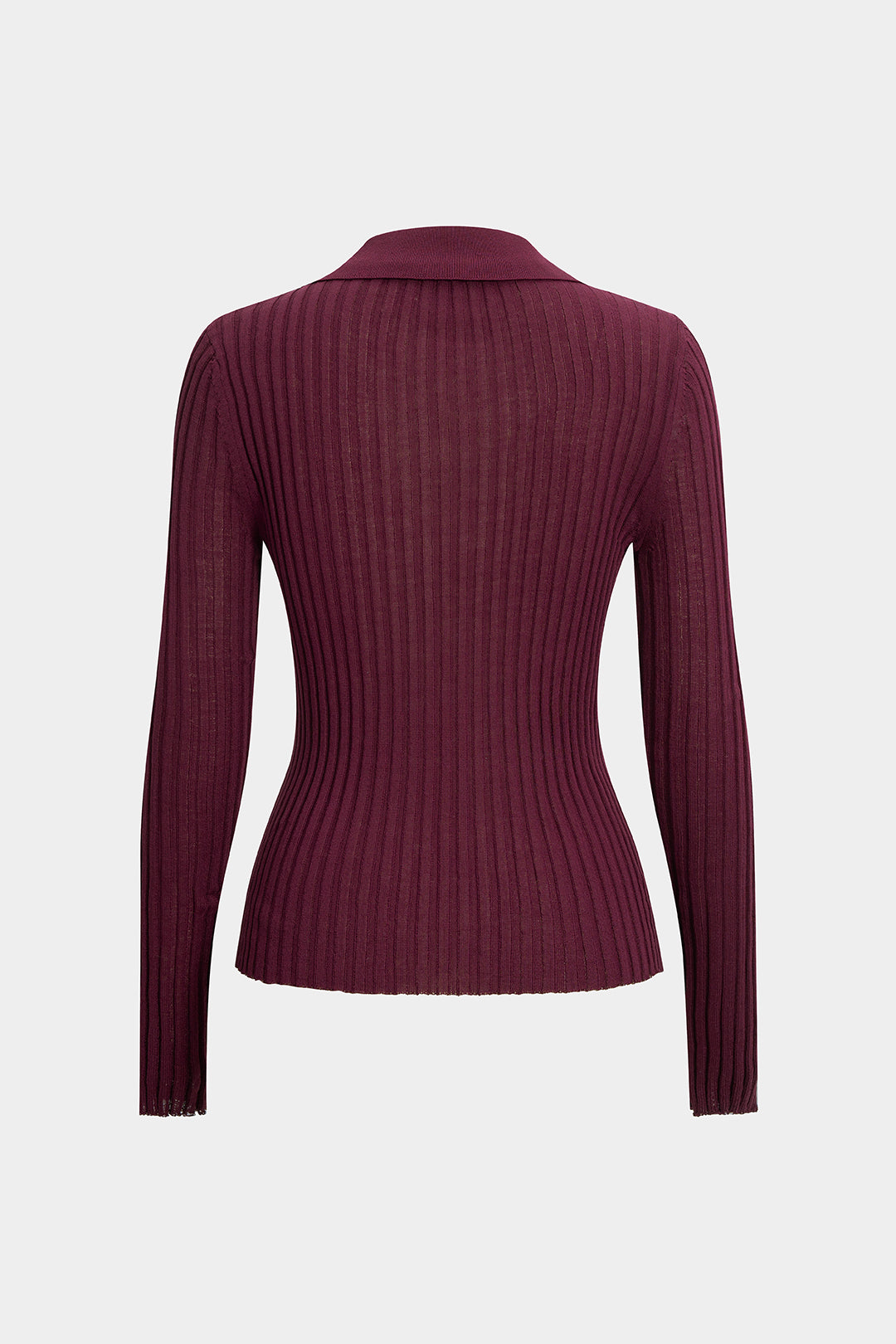 Sweter prążkowany z kołnierzykiem zapinany na guziki