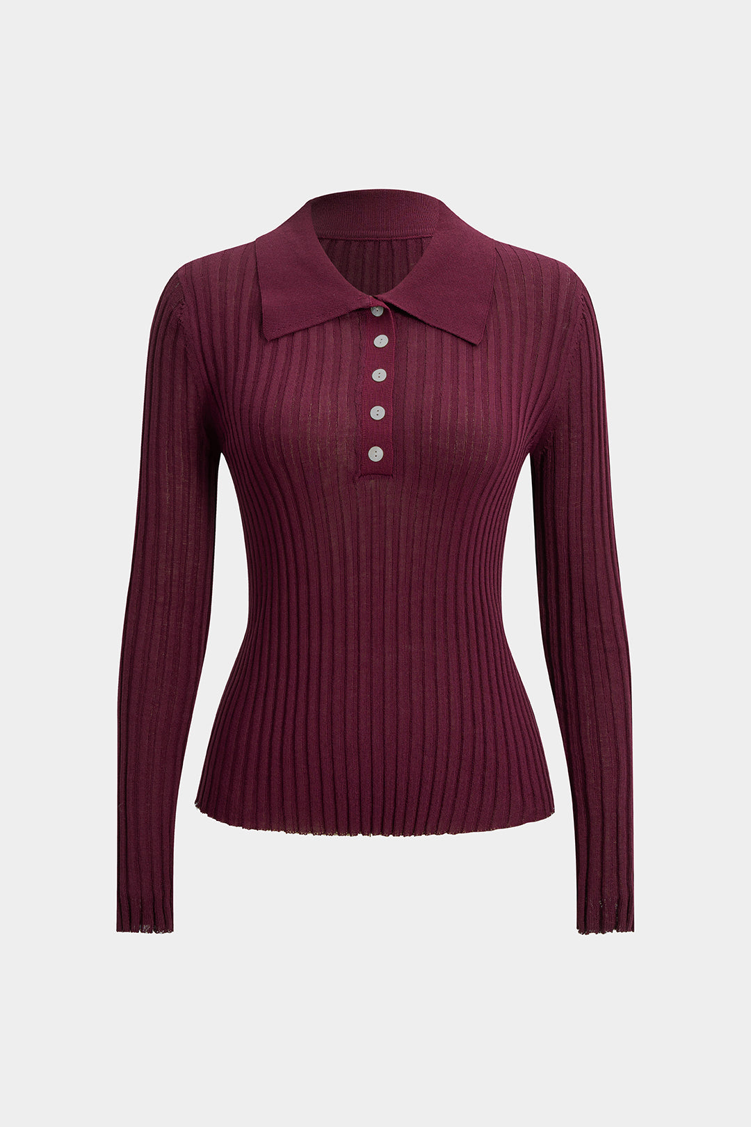 Sweter prążkowany z kołnierzykiem zapinany na guziki