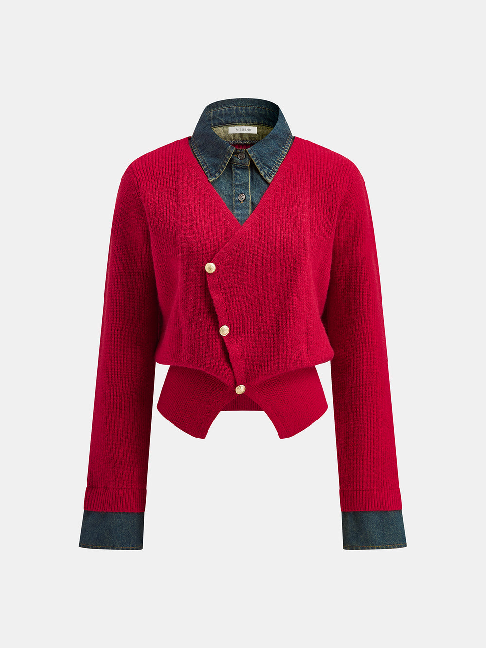 Sweter z kopertowym zapięciem i guzikami